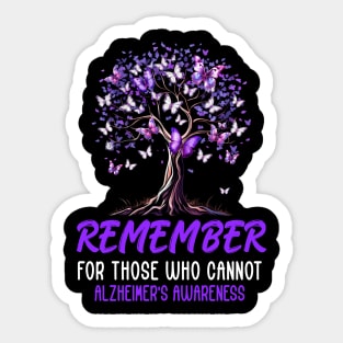 Alzheimer Awareness Tree For Men Women Purple Butterfly Sticker